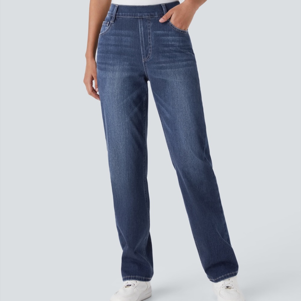HALARA Blue Straight Leg Jeans Classic Style
